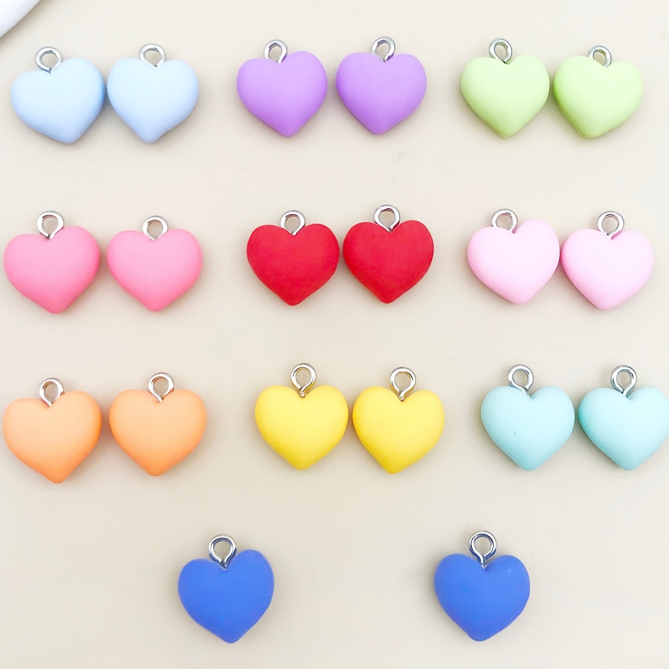 20pcs Colorful Resin Heart Charms for DIY Crafting